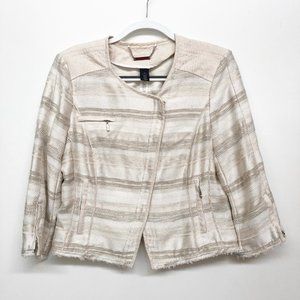 White House Black Market Cream Tweed Stripe Blazer 14